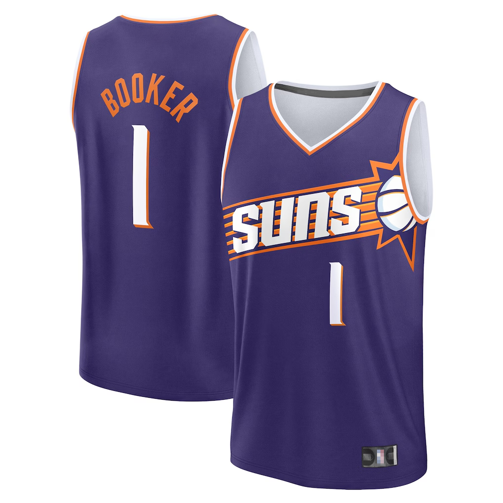 harde P.Sunss #1 Devin Booker Fanatics Purple Big & Tall Fast Break Jerseys - Icon Edition