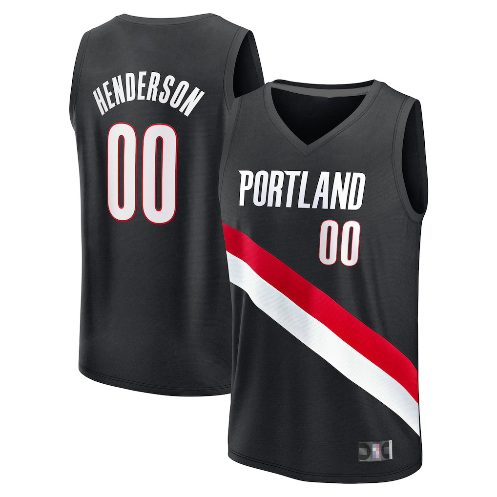 harde PT.Blazers #00 Scoot Henderson Fanatics Black Fast Break Replica Jerseys - Icon Edition