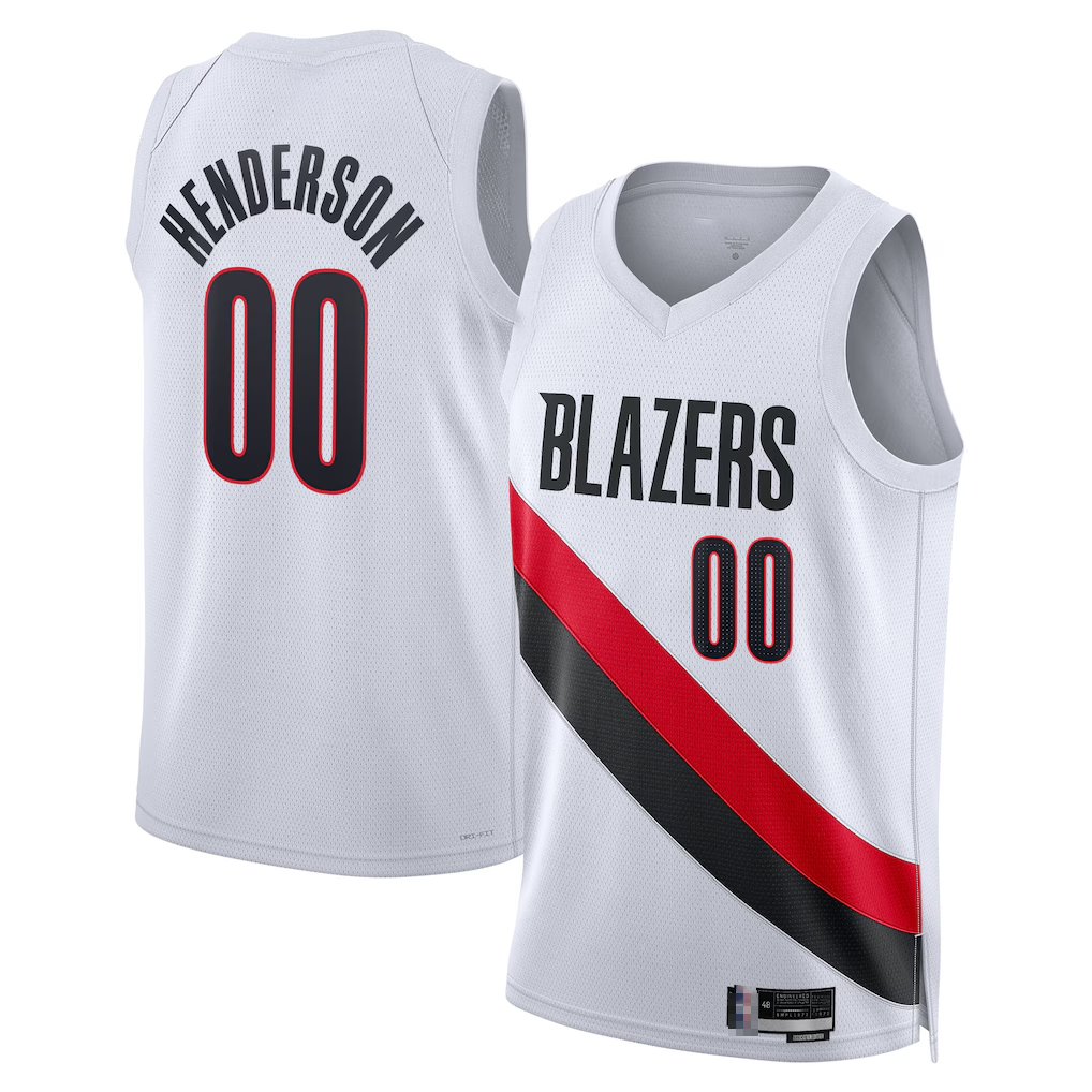 harde PT.Blazers #00 Scoot Henderson White Swingman Jerseys - Association Edition