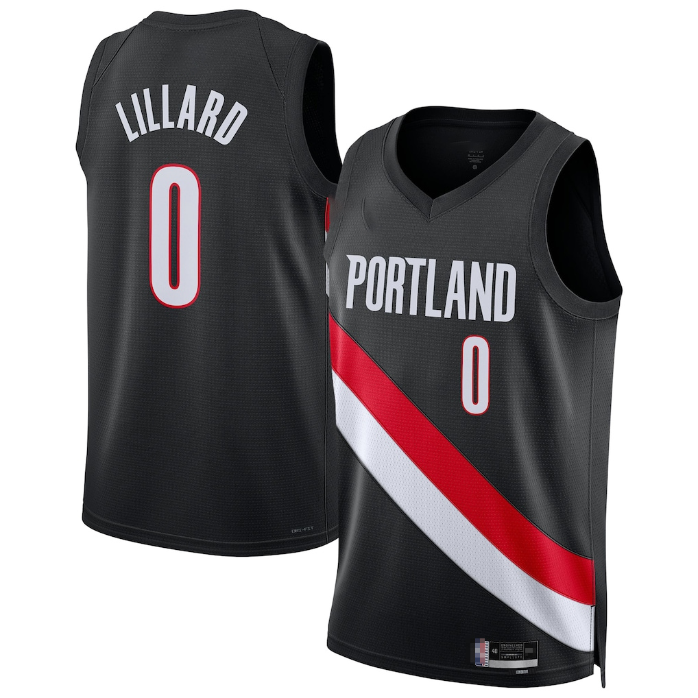 harde PT.Blazers #0 Damian Lillard Black Swingman Player Jerseys - Icon Edition