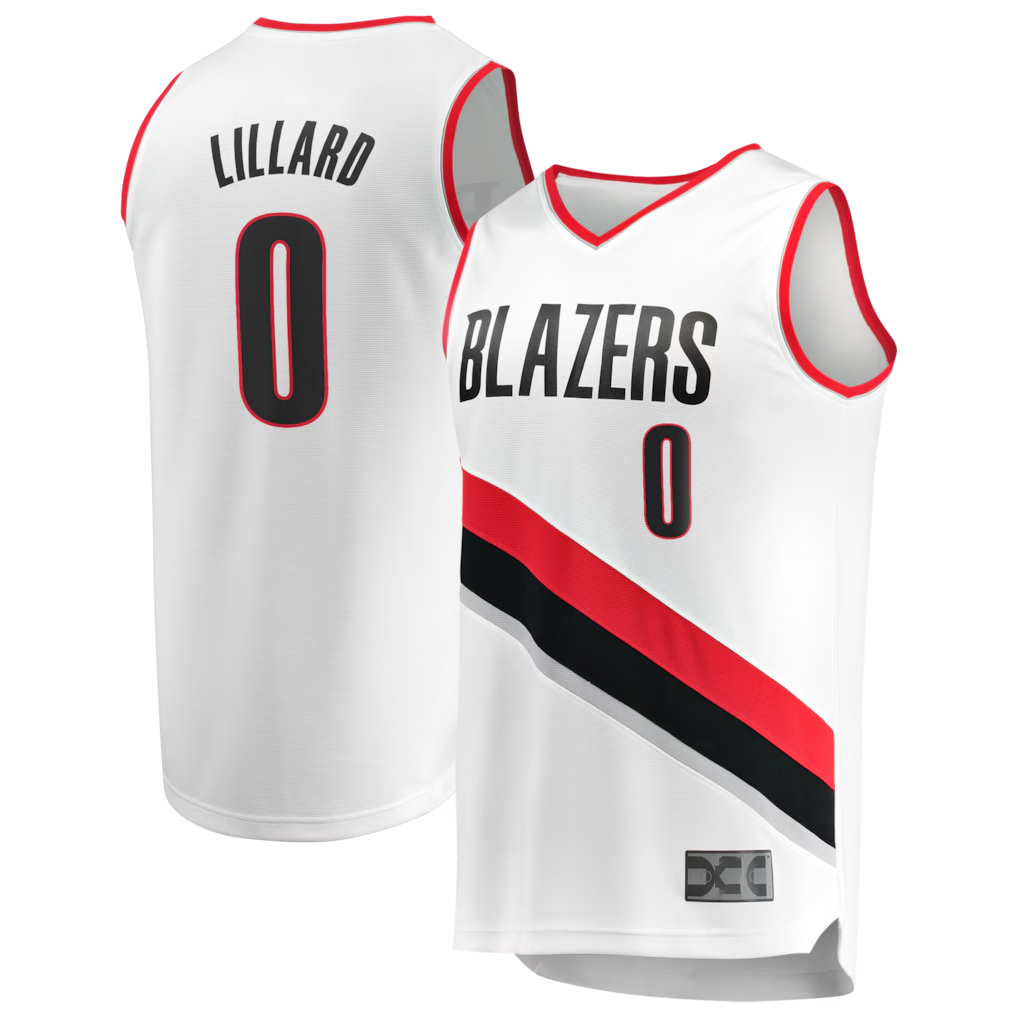 harde PT.Blazers #0 Damian Lillard Fanatics White Fast Break Replica Jerseys - Association Edition