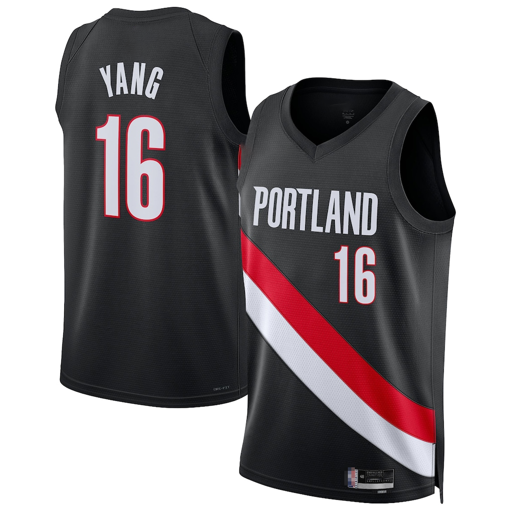 harde PT.Blazers #16 Yang Hansen Black Swingman Jerseys - Icon Edition