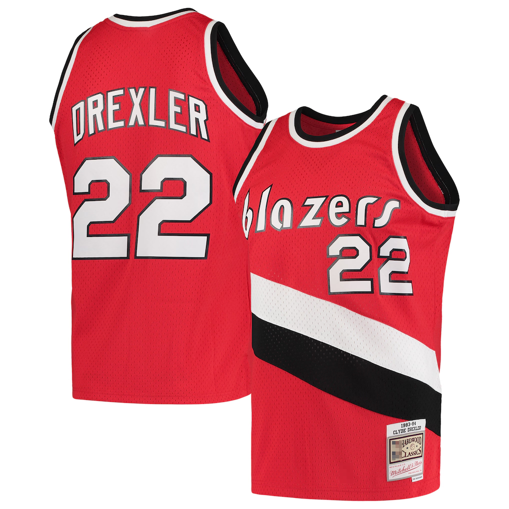 harde PT.Blazers #22 Clyde Drexler Mitchell & Ness Red 1983-1984 Hardwood Classics Swingman Jerseys