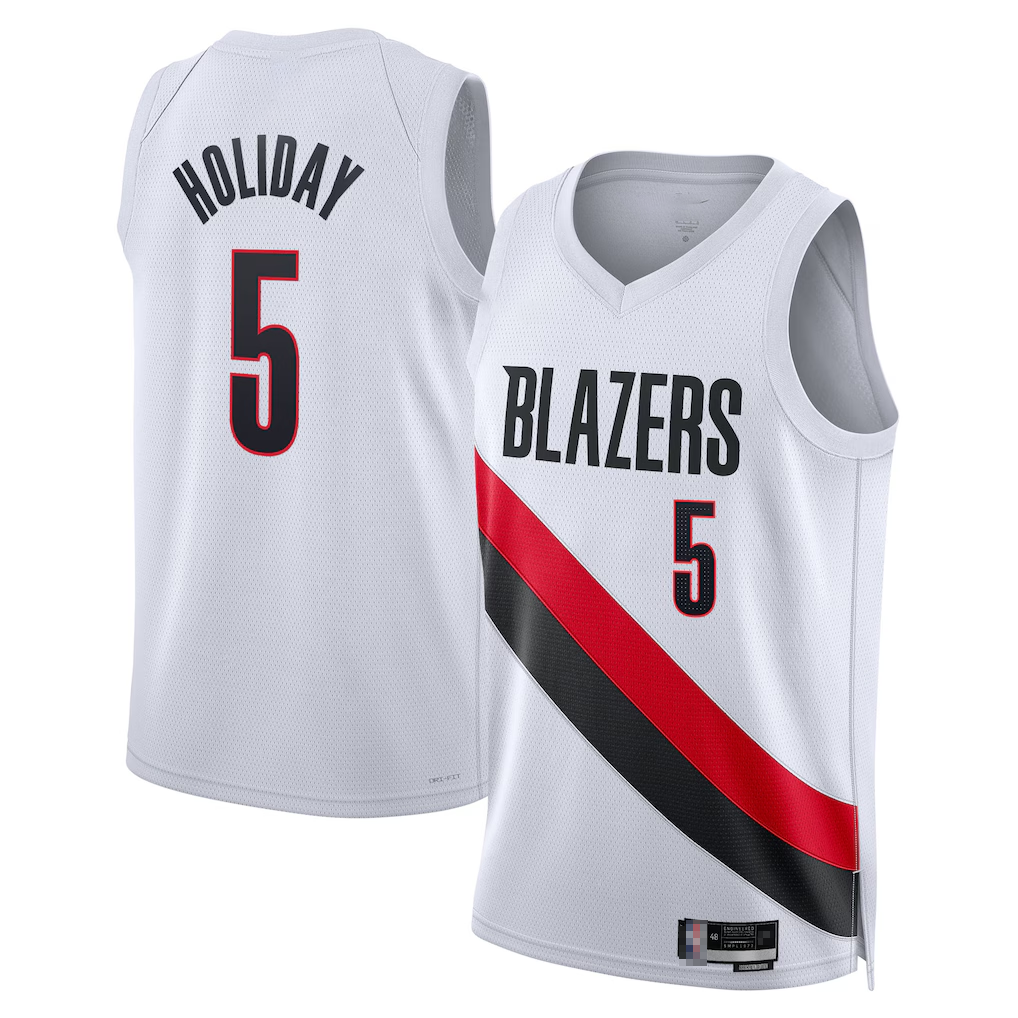 harde PT.Blazers #5 Jrue Holiday White Swingman Jerseys - Association Edition