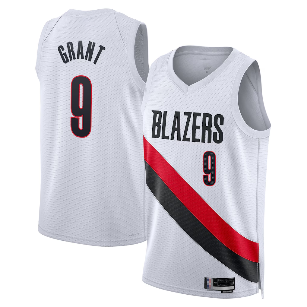 harde PT.Blazers #9 Jerami Grant White Swingman Jerseys - Association Edition