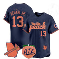 harde A.Braves #13 Ronald Acuna Jr. NavyThe Big Peach Vapor Stitches Personalized Jersey