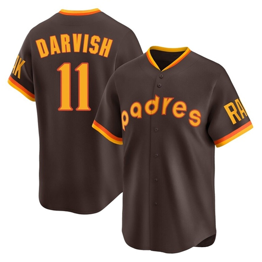 harde S.Diego Padres #11 Yu Darvish Player Brown Home Cooperstown Collection Replica Game Stitched Jerseys