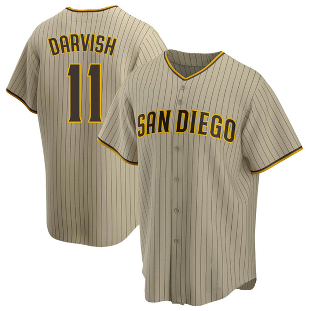 harde S.Diego Padres #11 Yu Darvish Player Khaki Home Game Stitched Jerseys