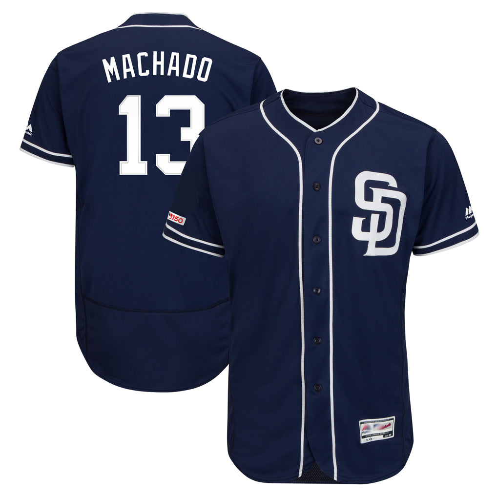 harde S.Diego Padres #13 Manny Machado Player Navy Majestic Patch Flex Base Game Stitched Jerseys