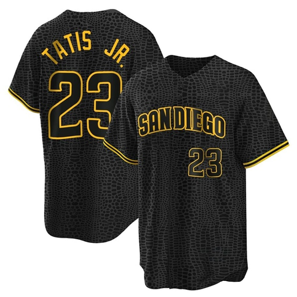 harde S.Diego Padres #23 Fernando Tatis Jr Player Black Snake Skin City Home Game Stitched Jerseys
