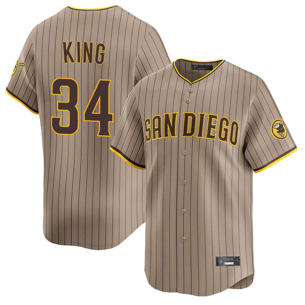 harde S.Diego Padres #34 Michael King Player Khaki Home Limited Stitched Jerseys