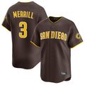 harde S.Diego Padres #3 Jackson Merrill Player Brown Home Limited Stitched Jerseys
