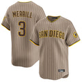 harde S.Diego Padres #3 Jackson Merrill Player Khaki Home Limited Stitched Jerseys