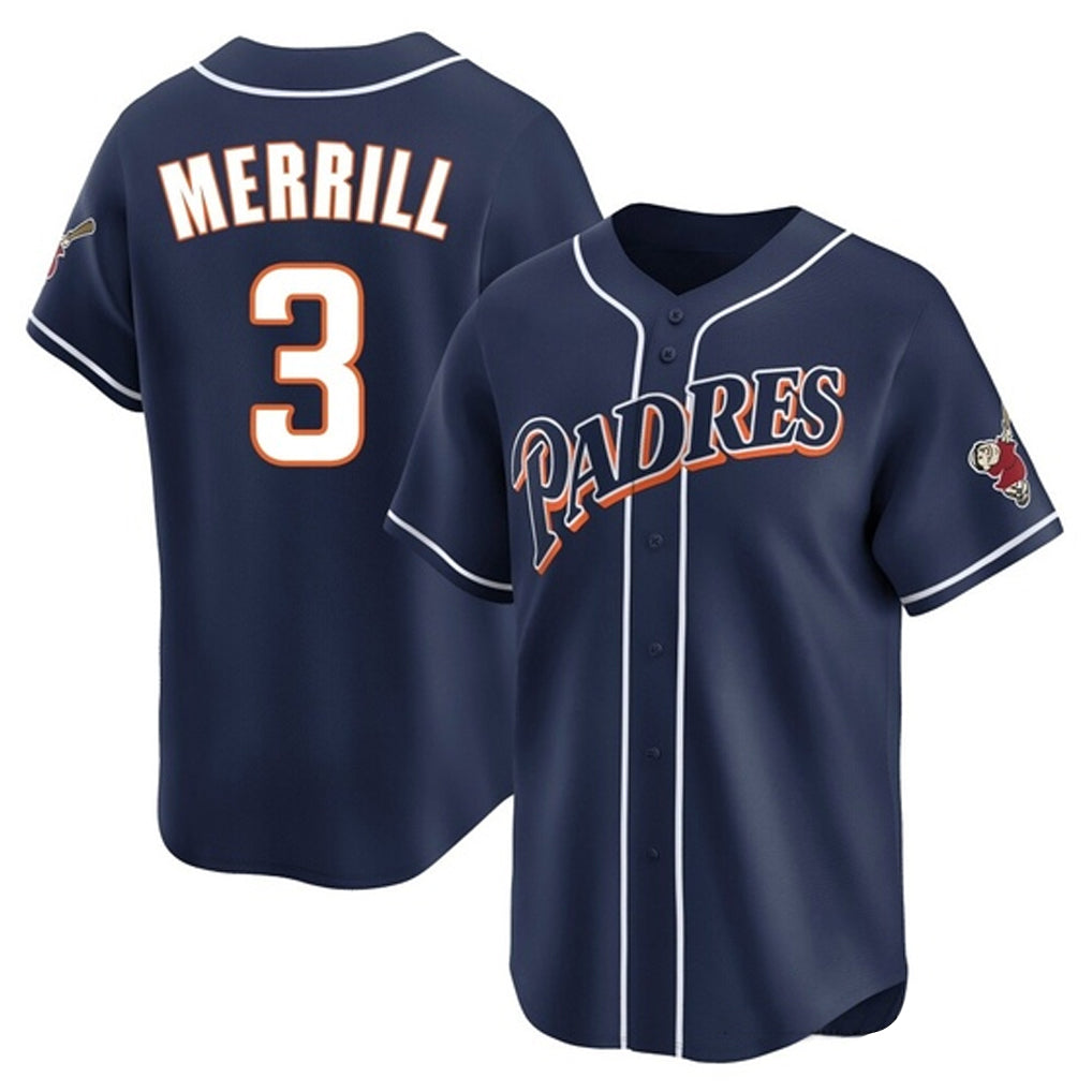 harde S.Diego Padres #3 Jackson Merrill Player Navy Cooperstown Collection Limited Home Stitched Jerseys