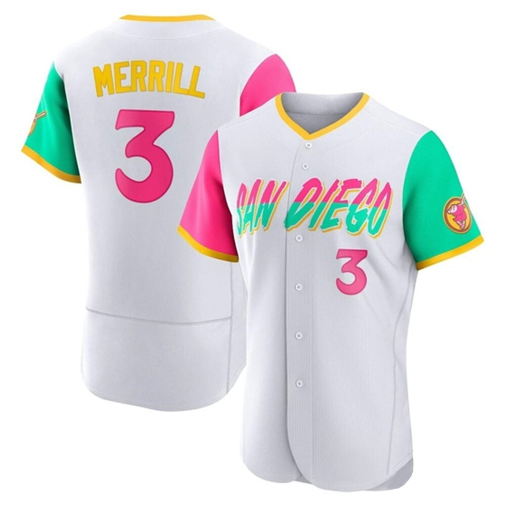 harde S.Diego Padres #3 Jackson Merrill Player White City Connect Home Limited Elite Stitched Jerseys