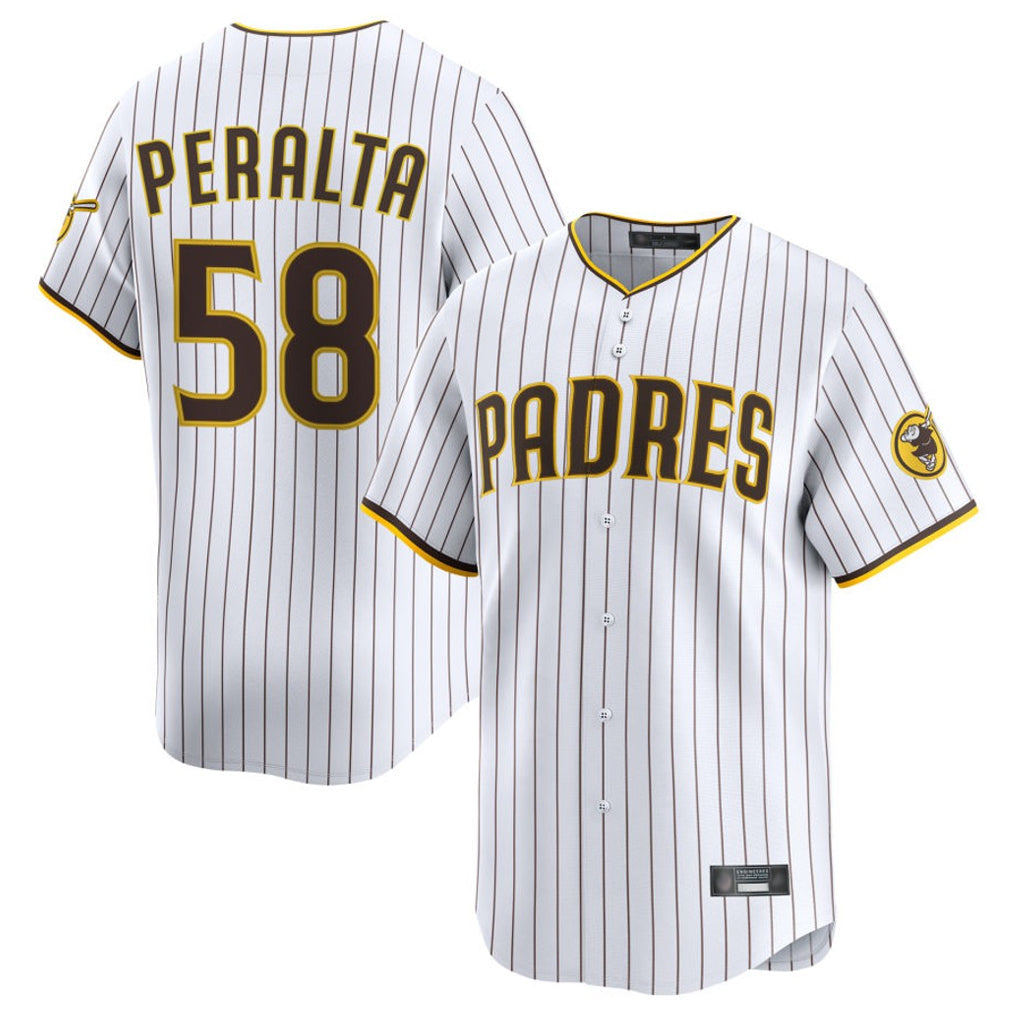 harde S.Diego Padres #58 Wandy Peralta Player White Limited Home Stitched Jerseys