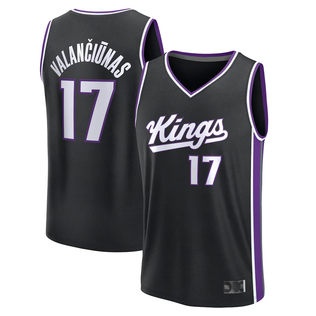 harde S.Kings #17 Jonas Valan?i¨±nas Fanatics Black Fast Break Replica Jerseys - Icon Edition