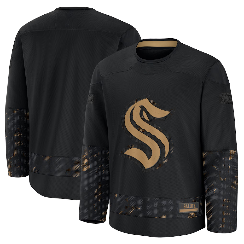 harde S.Kraken Black 2024 Military Appreciation Practice Jerseys