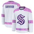 harde S.Kraken White Hockey Fights Cancer Survivor Practice Jerseys