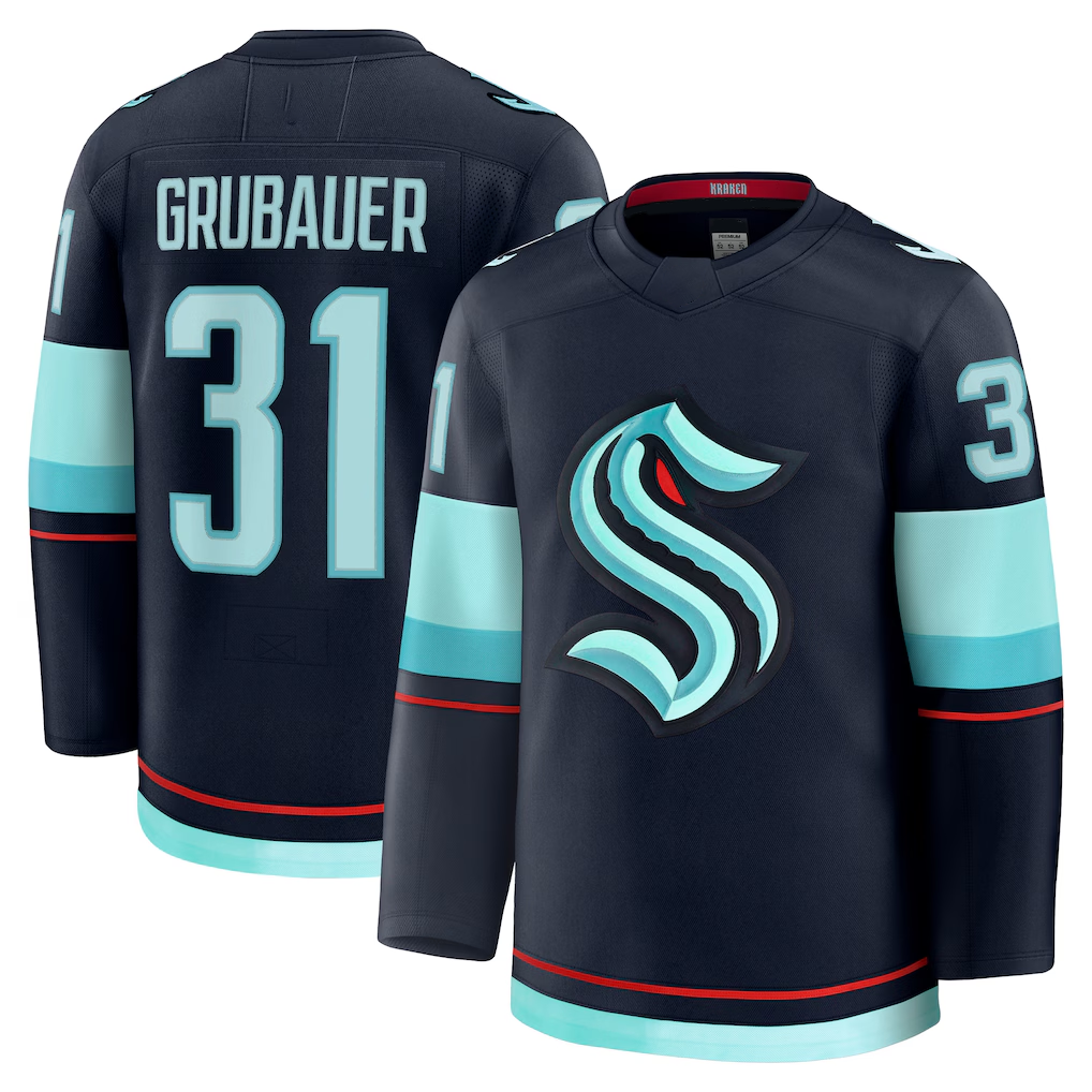 harde S.Kraken #31 Philipp Grubauer Deep Sea Blue Home Premium Jerseys