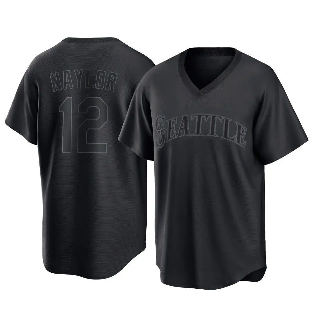 harde S.Mariners #12 Josh Naylor Player Black Replica Fashion T-shirt Stitched Jerseys