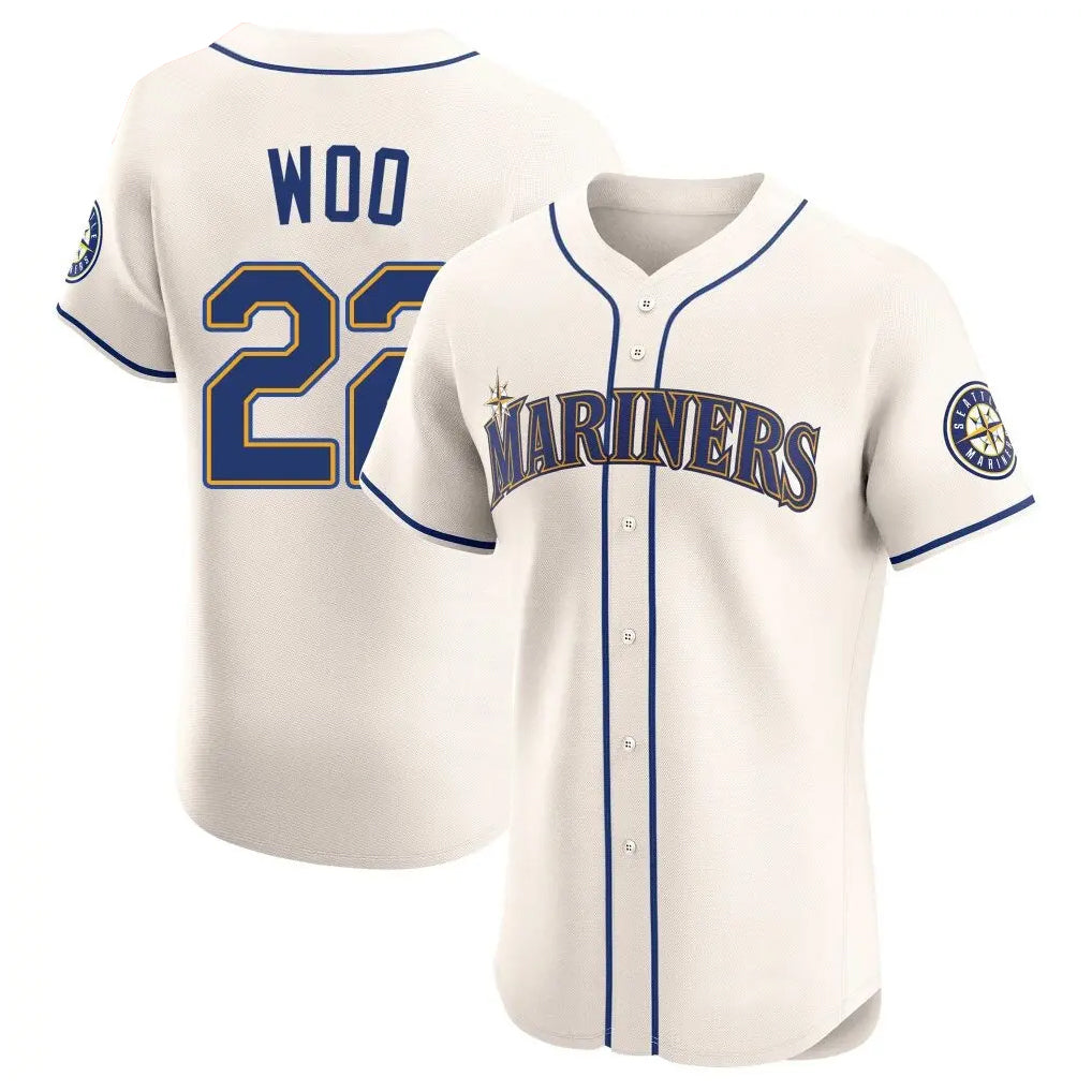 harde S.Mariners #22 Bryan Woo Player Cream Home Limited Elite Stitched Jerseys