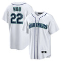 harde S.Mariners #22 Bryan Woo Player White Home Game Stitched Jerseys