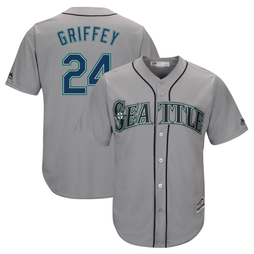 harde S.Mariners #24 Ken Griffey Jr Player Gray Cool Base Home Game Stitched Jerseys