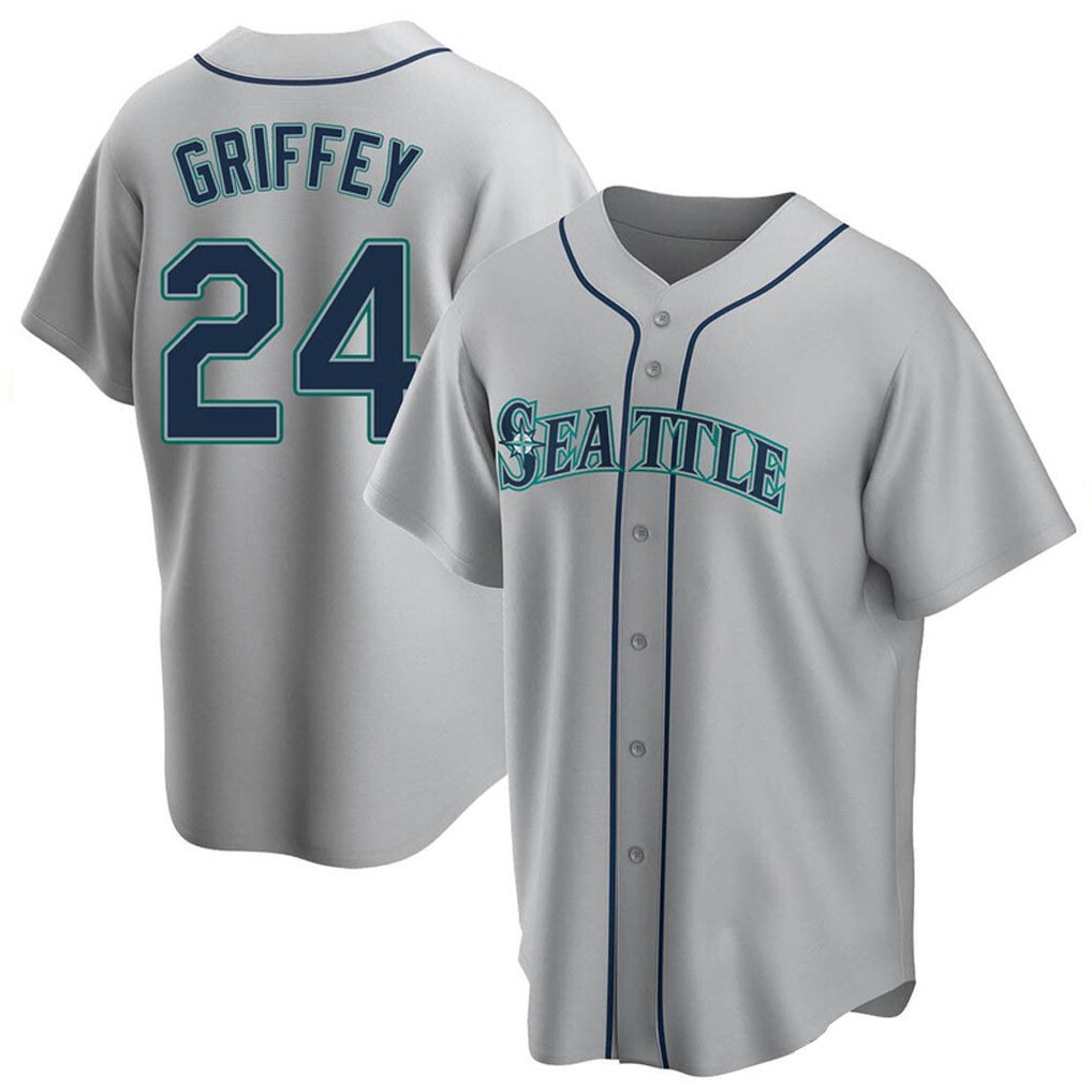 harde S.Mariners #24 Ken Griffey Jr Player Gray Home Game Stitched Jerseys