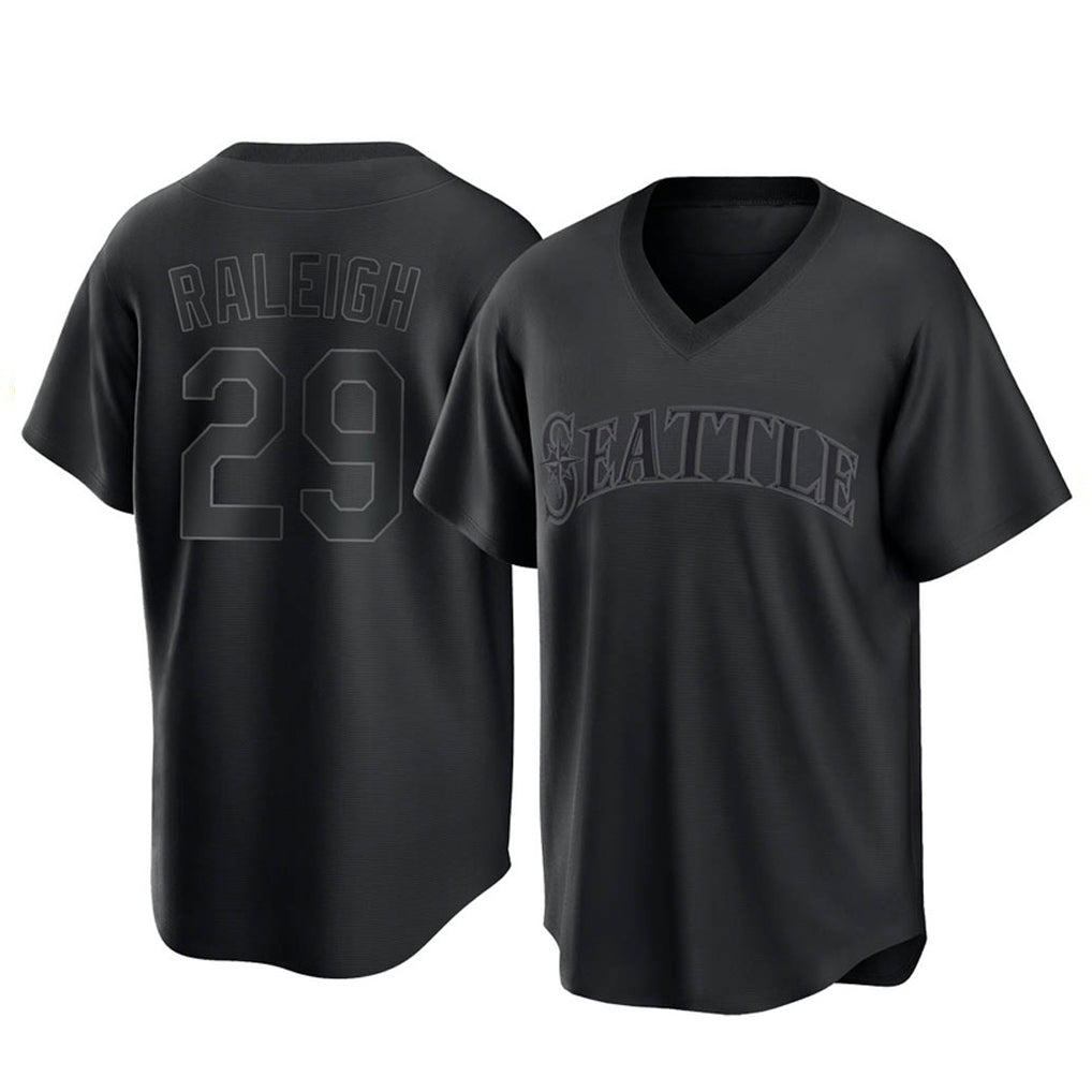 harde S.Mariners #29 Cal Raleigh Player Black Replica Fashion T-shirt Stitched Jerseys
