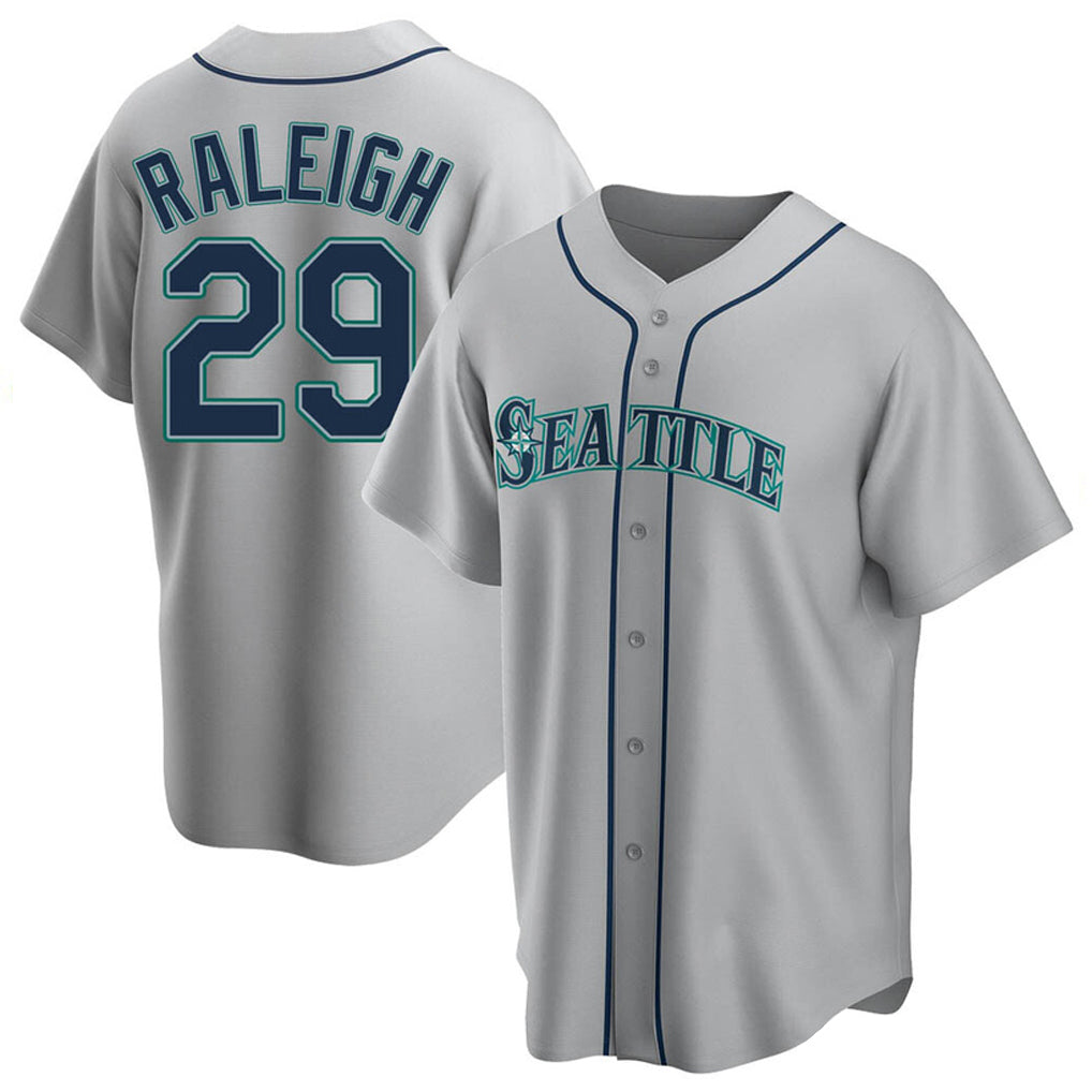 harde S.Mariners #29 Cal Raleigh Player Gray Home Game Stitched Jerseys