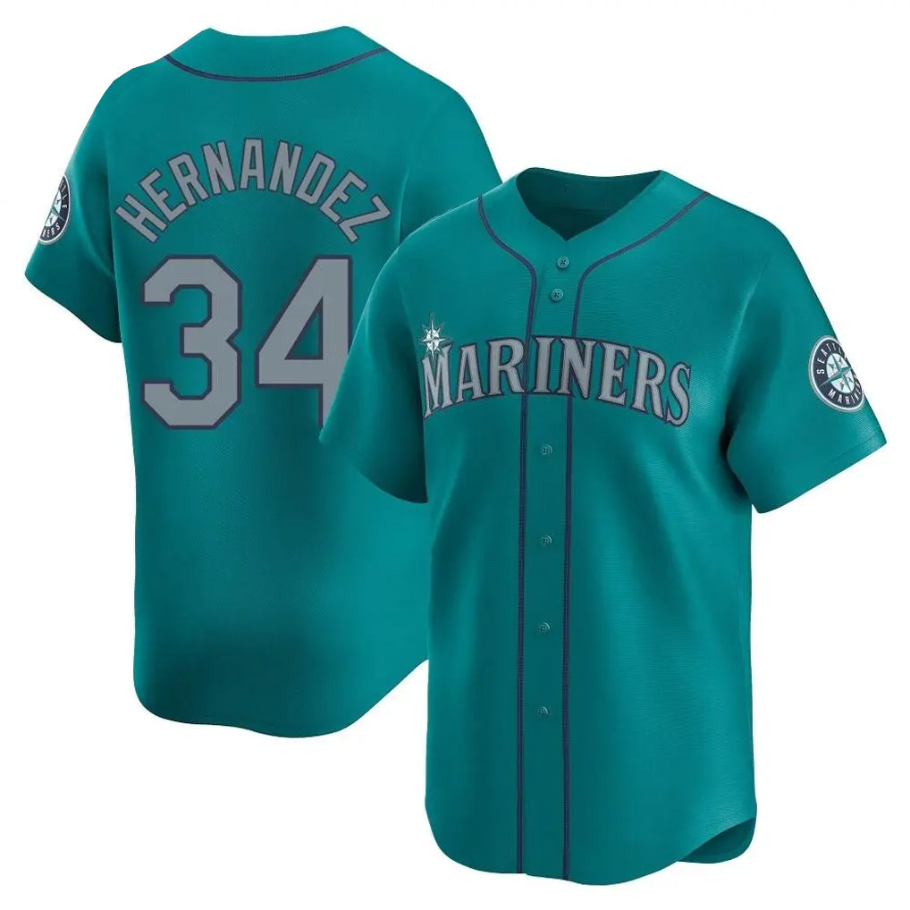 harde S.Mariners #34 Felix Hernandez Player Teal Home Limited Stitched Jerseys