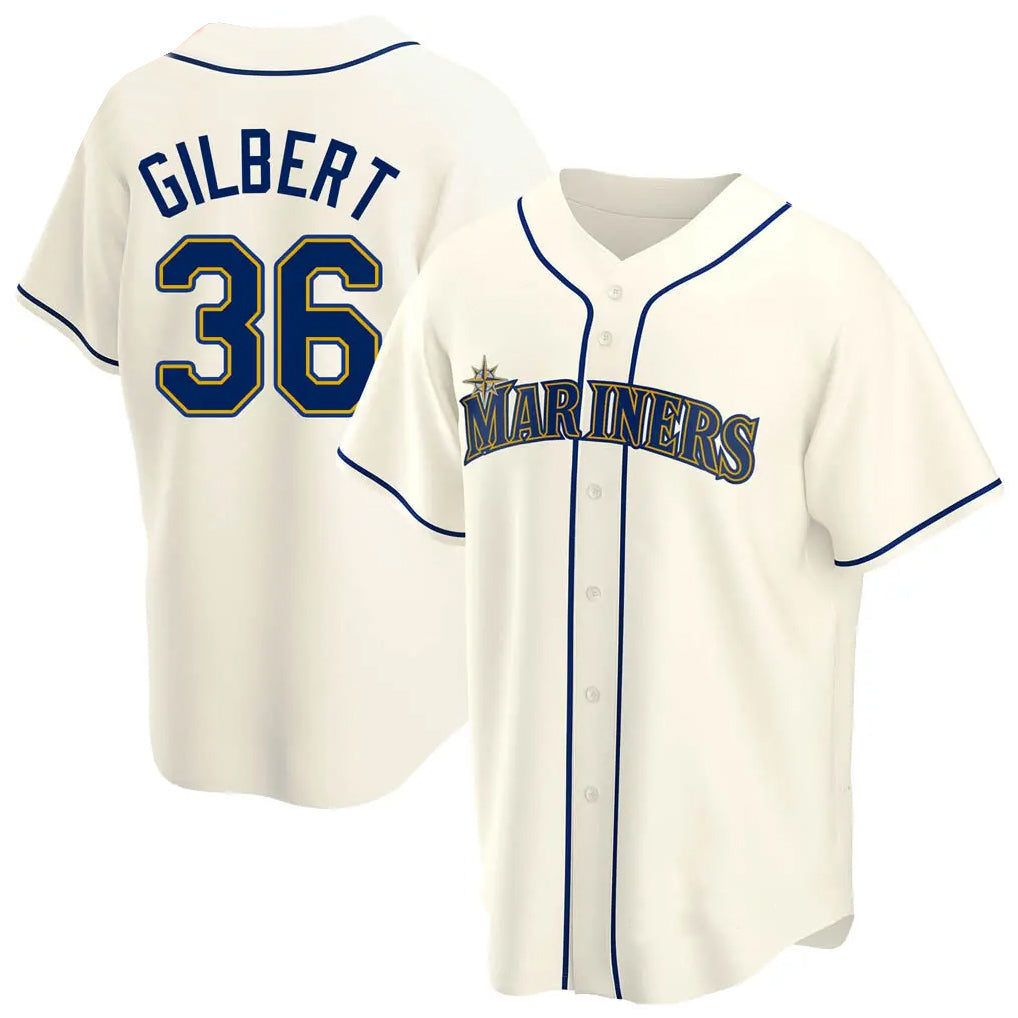 harde S.Mariners #36 Logan Gilbert Player Cream Home Game Stitched Jerseys