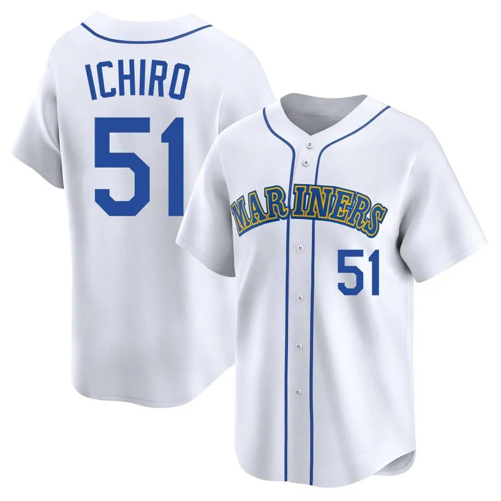 harde S.Mariners #51 Ichiro Suzuki Player White Pitch Fashion Game Stitched Jerseys