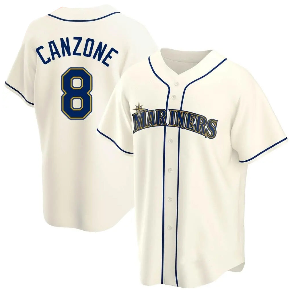 harde S.Mariners #8 Dominic Canzone Player Cream Home Game Stitched Jerseys