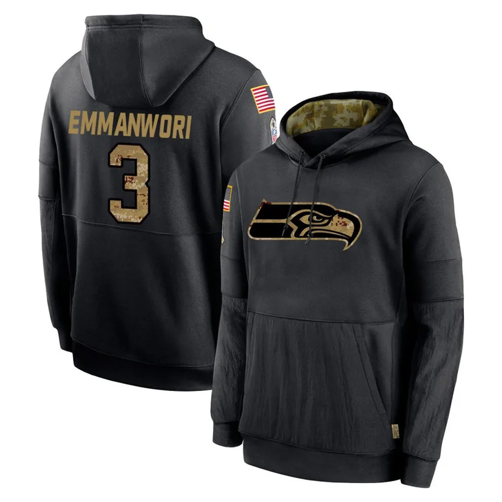 harde S.Seahawks #3 Nick Emmanwori Player Black Salute to Service Hoodies Limited Game Stitched Jerseys