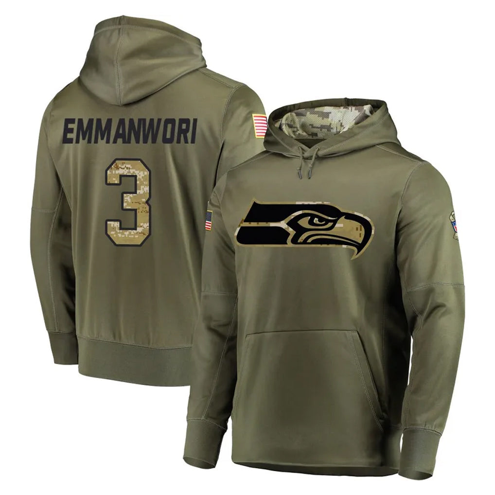 harde S.Seahawks #3 Nick Emmanwori Player Olive Salute to Service Pullover Hoodie Home Game Stitched Jerseys