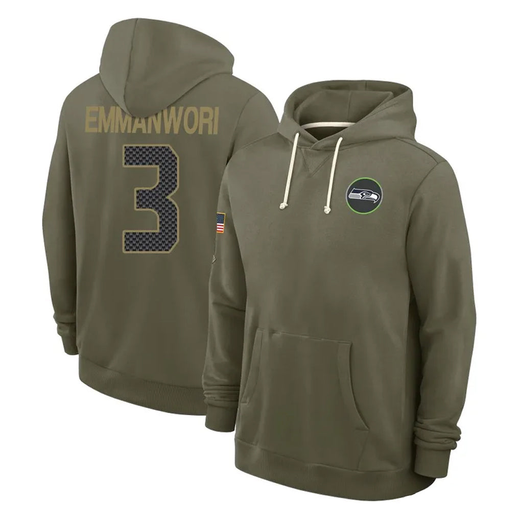 harde S.Seahawks #3 Nick Emmanwori Player Olive Salute to Service Pullover Hoodies Limited Stitched Jerseys