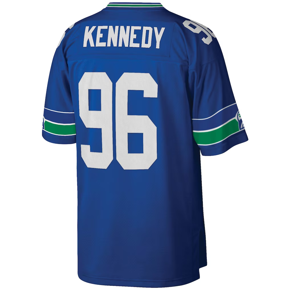 harde S.Seahawks #96 Cortez Kennedy Mitchell & Ness Royal Legacy Replica Jersey