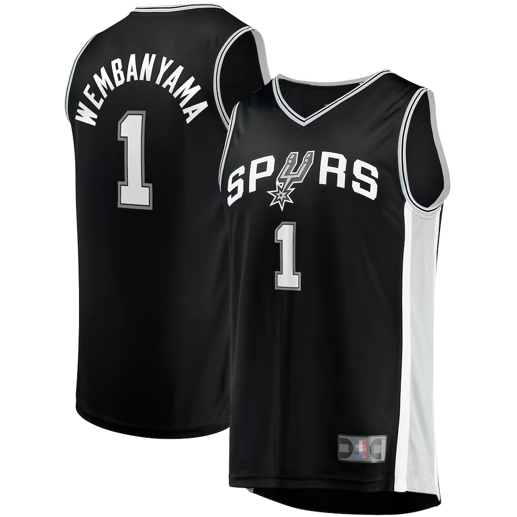 harde SA.Spurs #1 Victor Wembanyama Fanatics Black Fast Break Replica Jerseys - Icon Edition