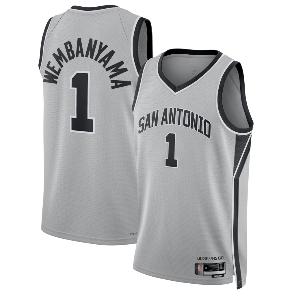 harde SA.Spurs #1 Victor Wembanyama Silver Swingman Jerseys - Statement Edition