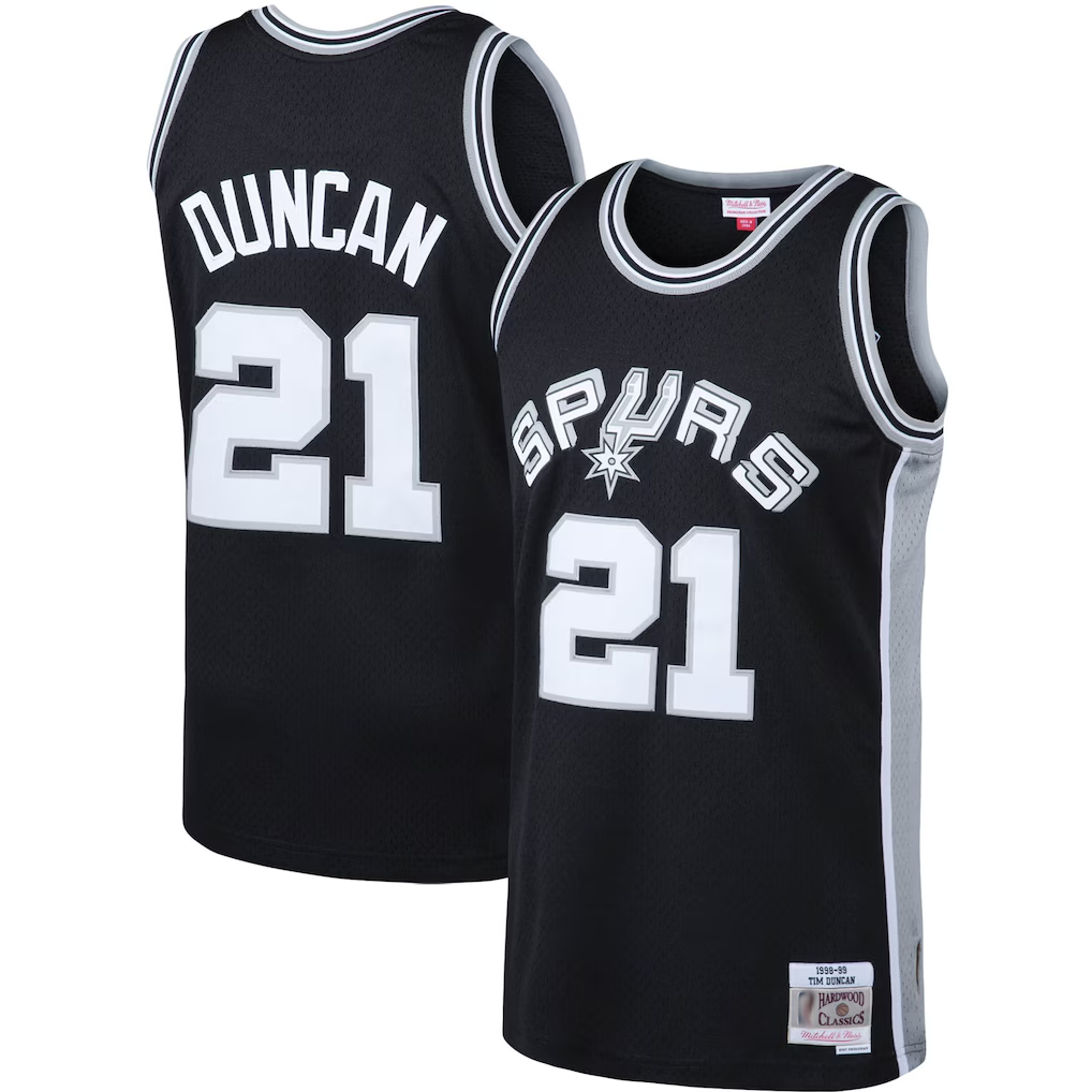 harde SA.Spurs #21 Tim Duncan Mitchell & Ness Black 1998-1999 Big & Tall Hardwood Classics Swingman Jerseys