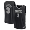 harde SA.Spurs #3 Keldon Johnson Fanatics Black Fast Break Replica Player Jerseys - Statement Edition