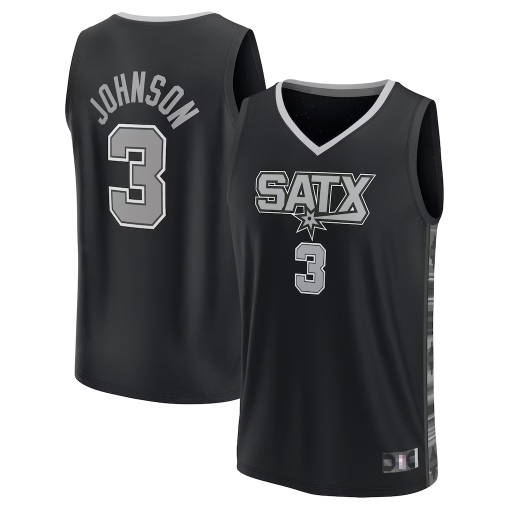 harde SA.Spurs #3 Keldon Johnson Fanatics Black Fast Break Replica Player Jerseys - Statement Edition