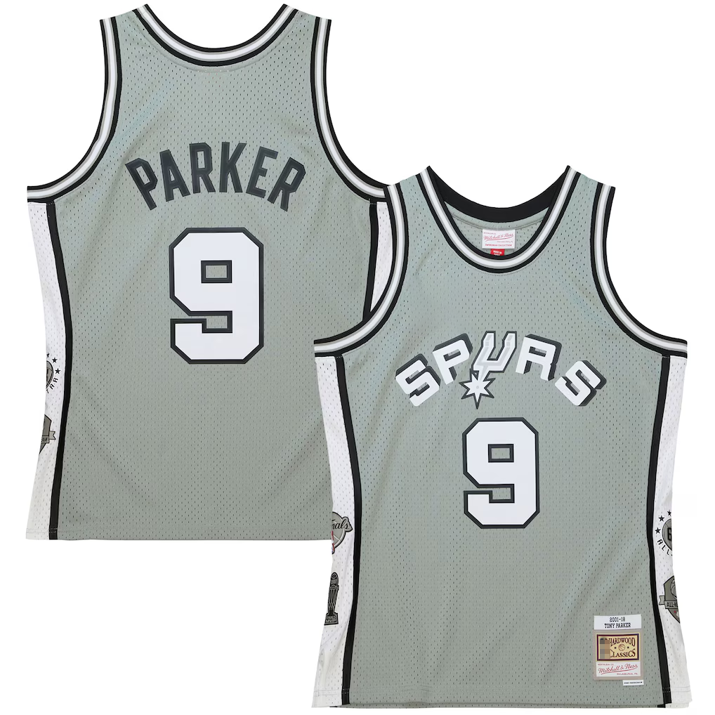 harde SA.Spurs #9 Tony Parker Mitchell & Ness Gray Hall of Fame Class of 2023 Throwback Swingman Jerseys