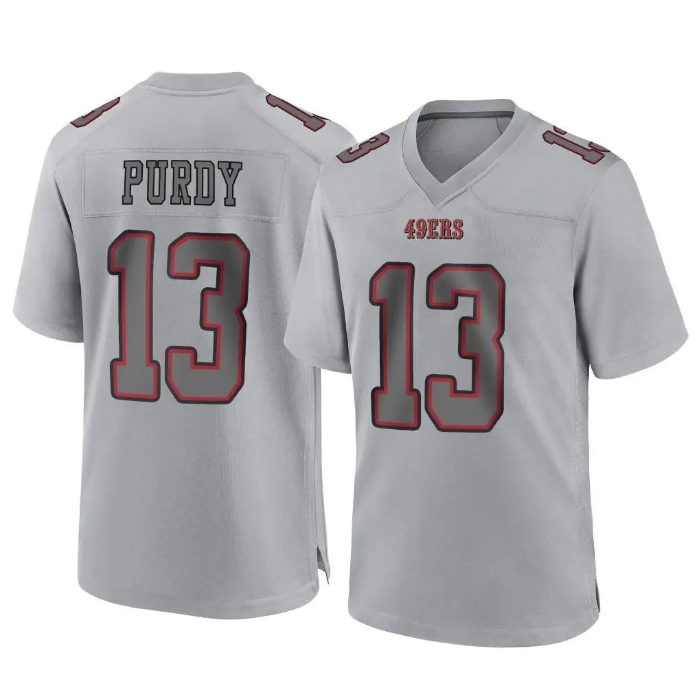 harde SF.49ers #13 Brock Purdy Player Gray Atmosphere Fashion Home Game Stitched Jerseys