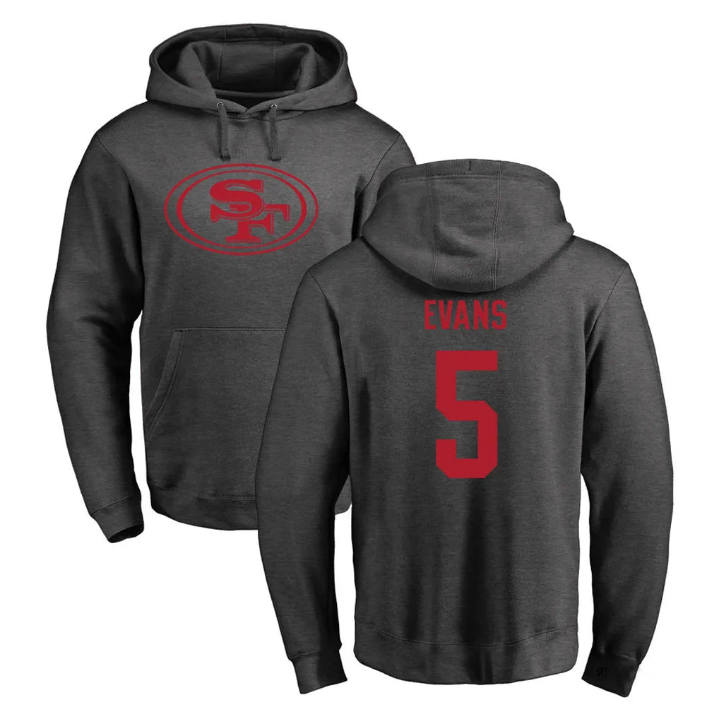 harde SF.49ers #5 Mike Evans Player Anthracite Pullover Hoodies Home Game Stitched Jerseys
