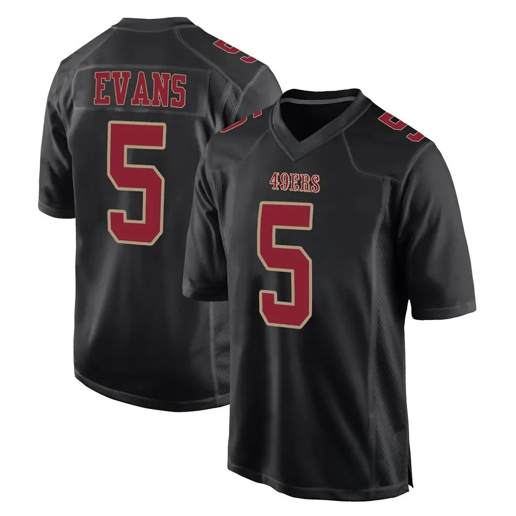 harde SF.49ers #5 Mike Evans Player Black Fashion Home Game Stitched Jerseys