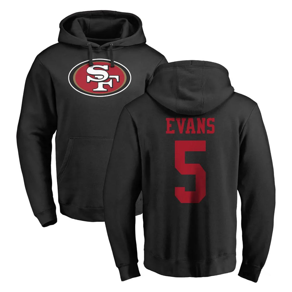 harde SF.49ers #5 Mike Evans Player Black LOGO Pullover Hoodies Home Game Stitched Jerseys