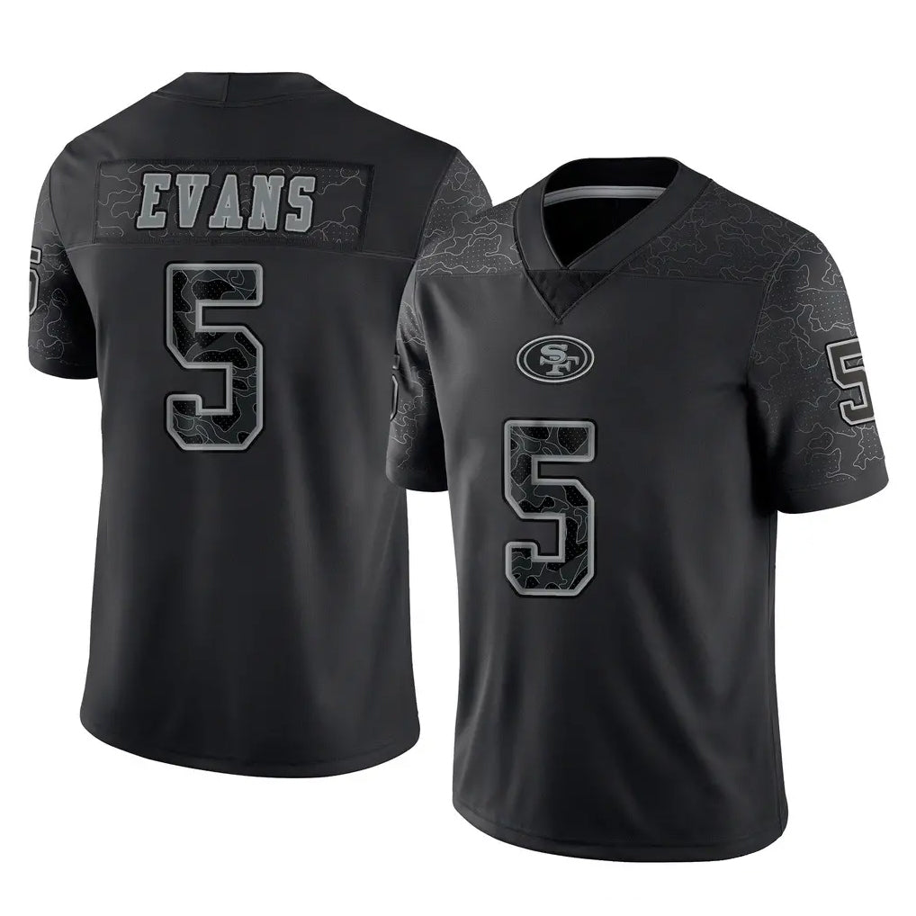 harde SF.49ers #5 Mike Evans Player Black Limited Reflective Home Game Stitched Jerseys